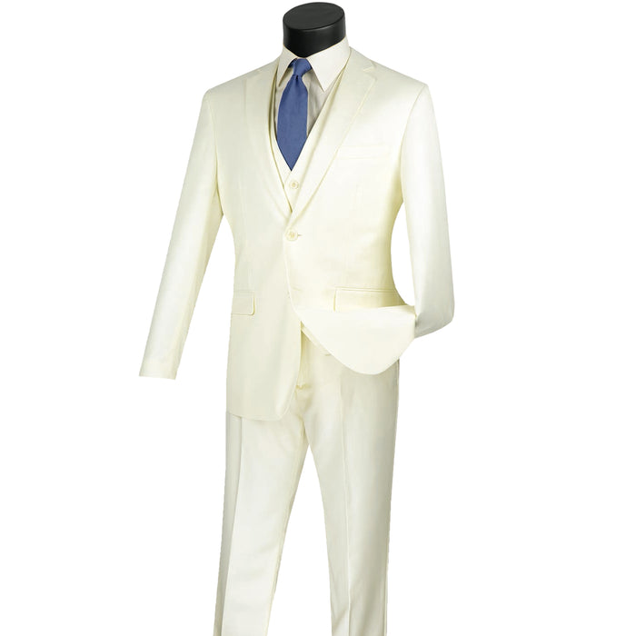 3-Piece 2-Button Slim-Fit Suit in Ivory