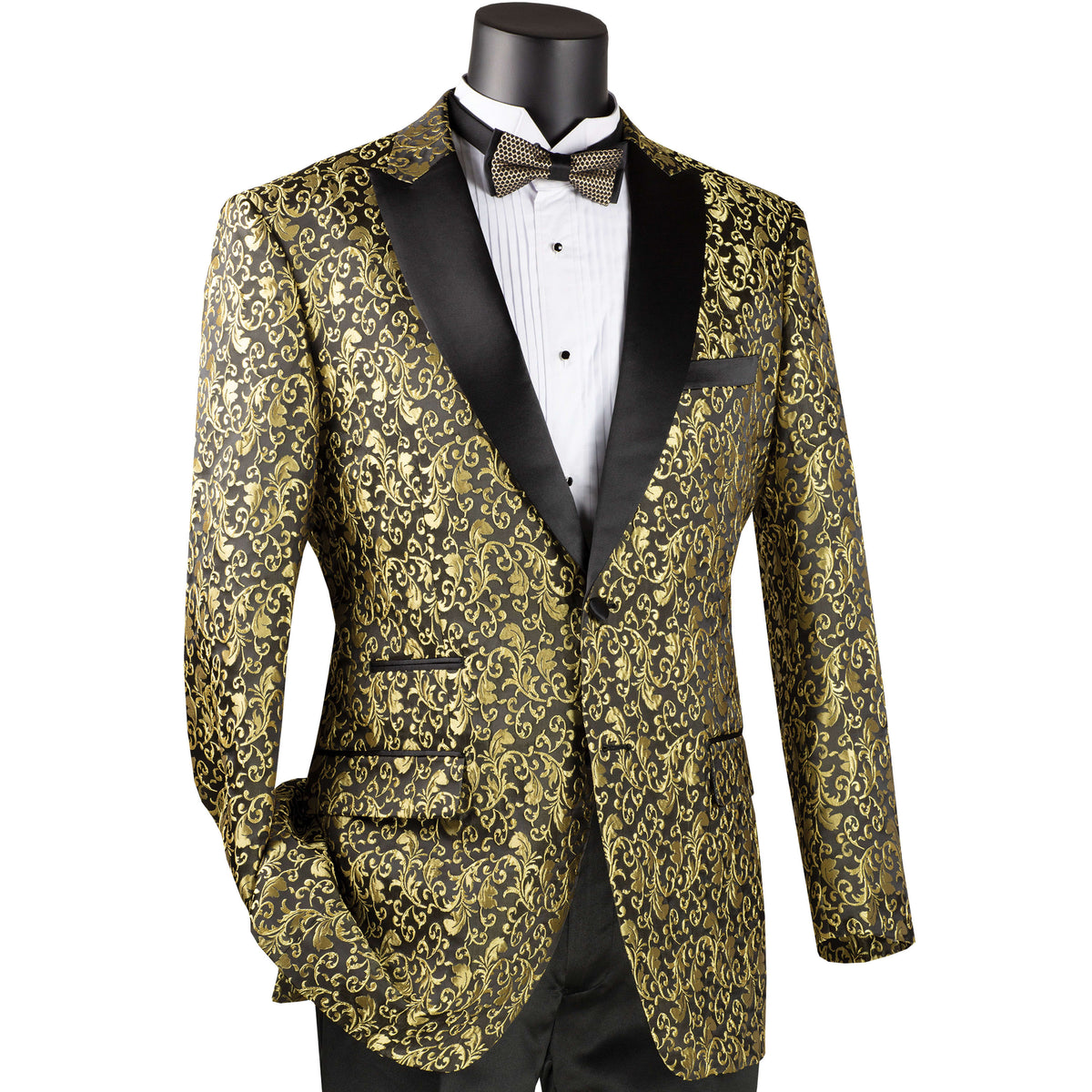 Paisley 2-Button Reg-Fit Tuxedo Jacket in Gold