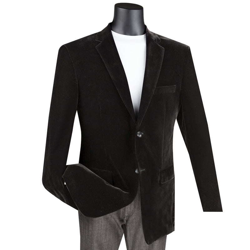 Velvet 2-Button Reg-Fit Dinner Jacket in Black