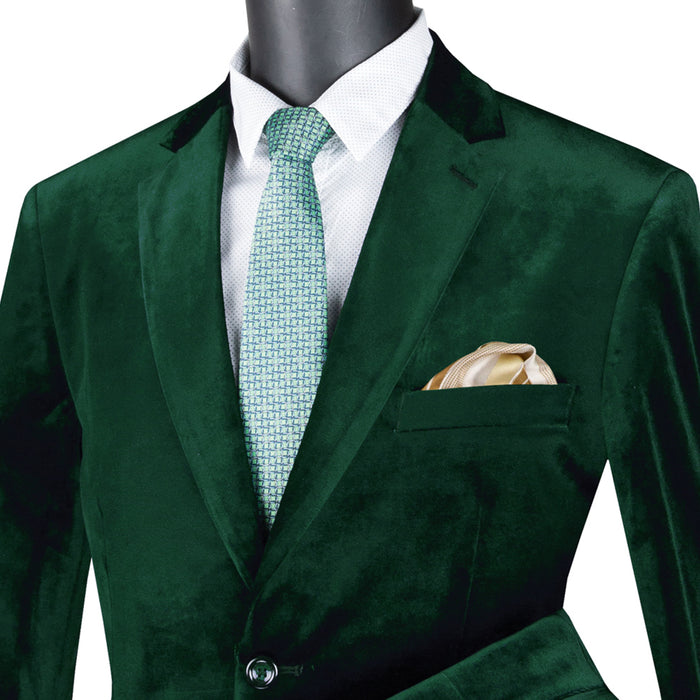 VINCI Men's Green Velvet 2-Button Reg Fit Dinner Jacket - New 3XL VINCI Men's Green Velvet 2-Button Reg Fit Dinner Jacket - New 3XL