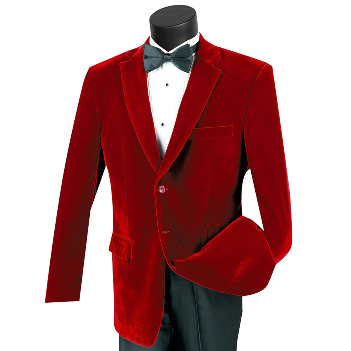 Velvet 2-Button Reg-Fit Dinner Jacket in Red