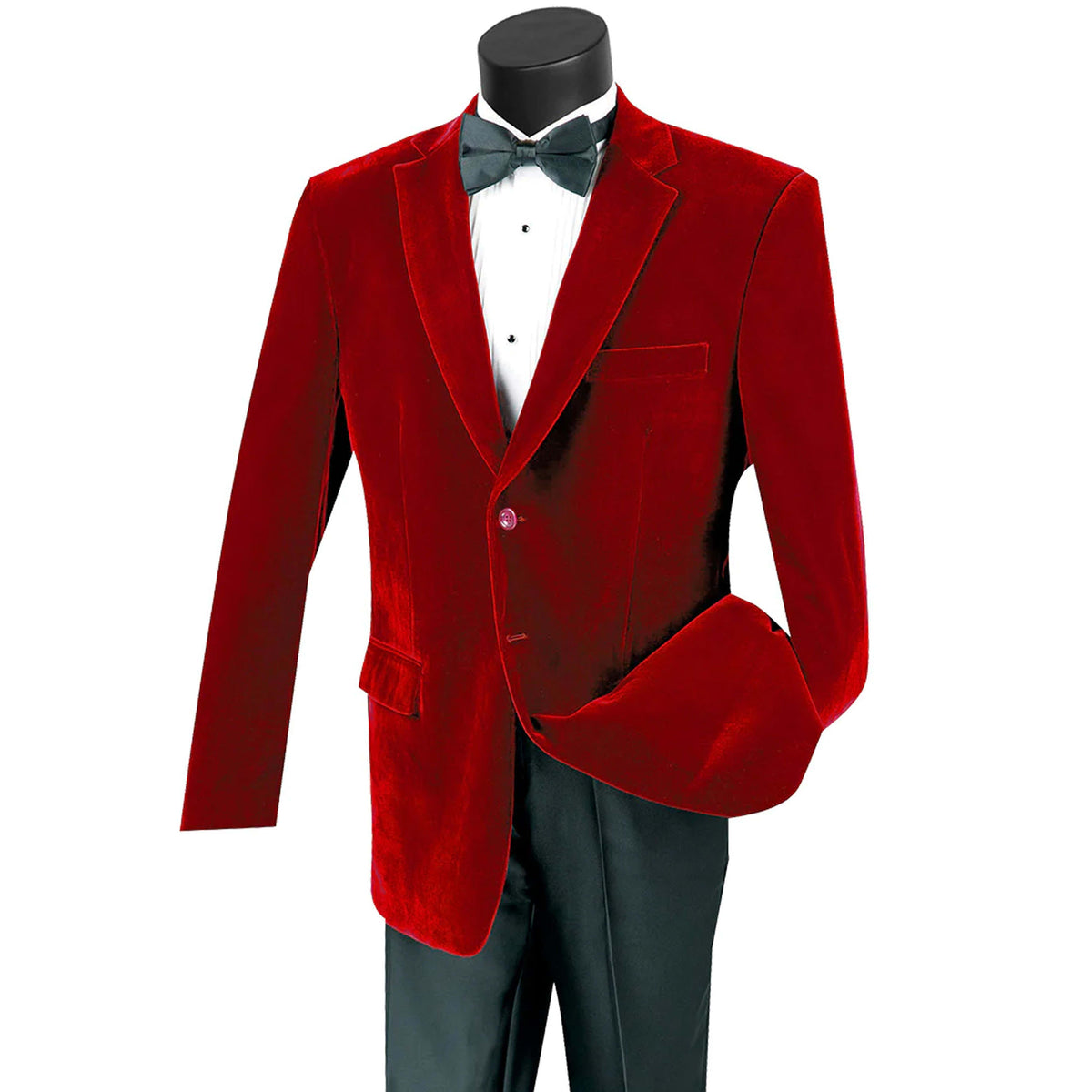 Velvet 2-Button Reg-Fit Dinner Jacket in Red