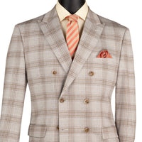 VINCI Men's Tan Glen Plaid Stretch Regular Fit Blazer – NEW. Features a classic silhouette with bold Glen Plaid pattern, peak lapel, and fully lined construction for refined comfort and style. A versatile sport coat for formal occasions or evenings out. Available at Fashion House Inc. (FH Menswear, Style #B-DW1)