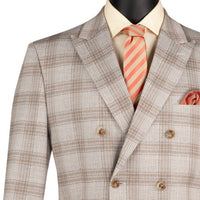 VINCI Men's Tan Glen Plaid Stretch Regular Fit Blazer – NEW. Features a classic silhouette with bold Glen Plaid pattern, peak lapel, and fully lined construction for refined comfort and style. A versatile sport coat for formal occasions or evenings out. Available at Fashion House Inc. (FH Menswear, Style #B-DW1)