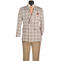 VINCI Men's Tan Glen Plaid Stretch Regular Fit Blazer – NEW. Features a classic silhouette with bold Glen Plaid pattern, peak lapel, and fully lined construction for refined comfort and style. A versatile sport coat for formal occasions or evenings out. Available at Fashion House Inc. (FH Menswear, Style #B-DW1)