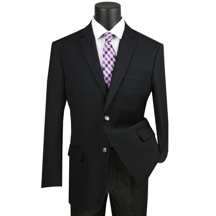 VINCI Men's Black Regular Fit Notch Lapel Sport Coat - NEW. Classic full-cut design with a fully lined interior and timeless notch lapel for a polished, versatile look. Ideal for business or evening wear. Available at Fashion House Inc. (FH Menswear)