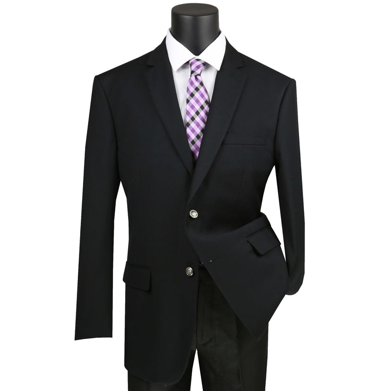 VINCI Men's Black Regular Fit Notch Lapel Sport Coat - NEW. Classic full-cut design with a fully lined interior and timeless notch lapel for a polished, versatile look. Ideal for business or evening wear. Available at Fashion House Inc. (FH Menswear)