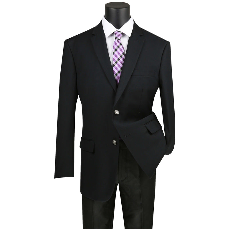 VINCI Men's Black Regular Fit Notch Lapel Sport Coat - NEW. Classic full-cut design with a fully lined interior and timeless notch lapel for a polished, versatile look. Ideal for business or evening wear. Available at Fashion House Inc. (FH Menswear)