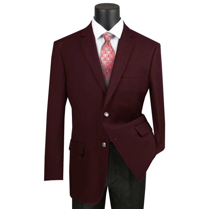 VINCI Men's Burgundy Regular Fit Notch Lapel Sport Coat - NEW. Classic full-cut design with a fully lined interior and timeless notch lapel for a polished, versatile look. Ideal for business or evening wear. Available at Fashion House Inc. (FH Menswear)