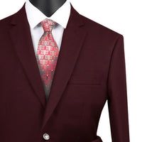 VINCI Men's Burgundy Regular Fit Notch Lapel Sport Coat - NEW. Classic full-cut design with a fully lined interior and timeless notch lapel for a polished, versatile look. Ideal for business or evening wear. Available at Fashion House Inc. (FH Menswear)