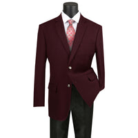 VINCI Men's Burgundy Regular Fit Notch Lapel Sport Coat - NEW. Classic full-cut design with a fully lined interior and timeless notch lapel for a polished, versatile look. Ideal for business or evening wear. Available at Fashion House Inc. (FH Menswear)