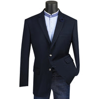 VINCI Men's Navy Blue Regular Fit Notch Lapel Sport Coat - NEW. Classic full-cut design with a fully lined interior and timeless notch lapel for a polished, versatile look. Ideal for business or evening wear. Available at Fashion House Inc. (FH Menswear)