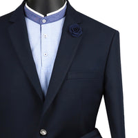 VINCI Men's Navy Blue Regular Fit Notch Lapel Sport Coat - NEW. Classic full-cut design with a fully lined interior and timeless notch lapel for a polished, versatile look. Ideal for business or evening wear. Available at Fashion House Inc. (FH Menswear)
