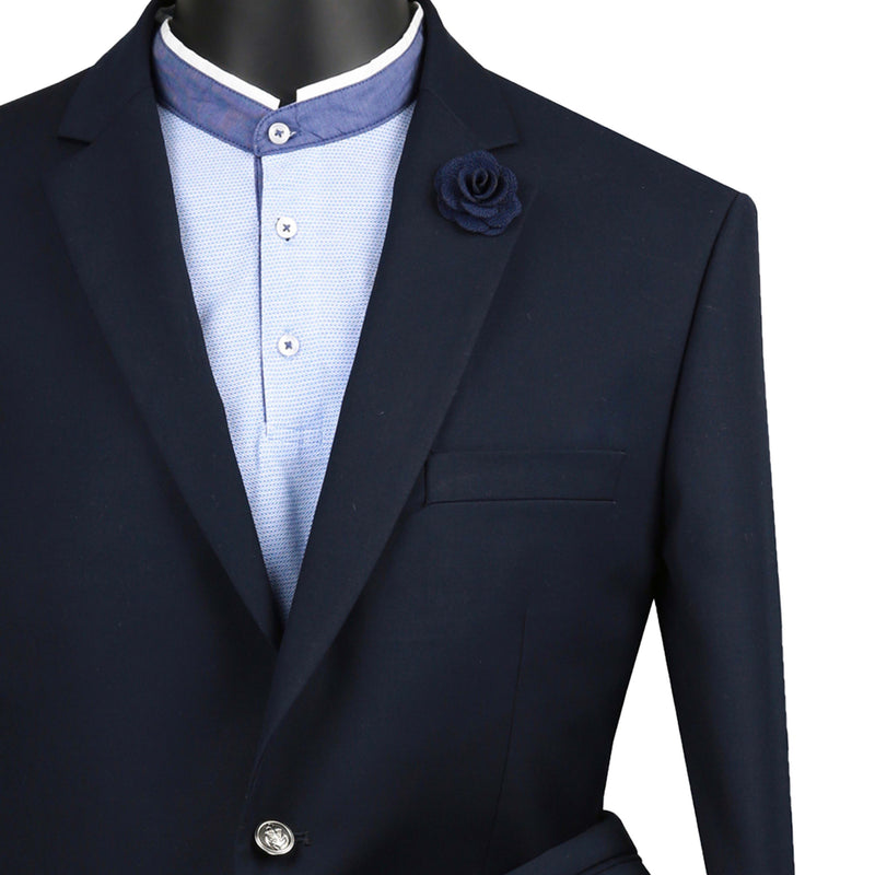 VINCI Men's Navy Blue Regular Fit Notch Lapel Sport Coat - NEW. Classic full-cut design with a fully lined interior and timeless notch lapel for a polished, versatile look. Ideal for business or evening wear. Available at Fashion House Inc. (FH Menswear)