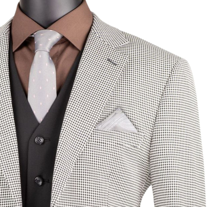 VINCI Men's Black 2 Button Houndstooth Modern Fit Blazer – NEW. Features a tailored modern fit silhouette with classic houndstooth pattern, notch lapel, and fully lined construction for refined everyday style. A versatile blazer for formal or casual occasions. Available at Fashion House Inc. (FH Menswear, Style #BM-HT)