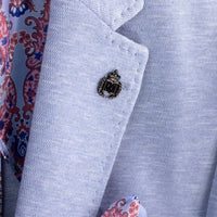 VINCI Men's Light Blue 2 Button Textured Modern Fit Blazer – NEW. Features super stretch textured weave fabric, stitched lapel, center vent, built-in pocket square, and tailored modern fit for comfort and style. A versatile sport coat for business or casual wear. Available at Fashion House Inc. (FH Menswear, Style #BMK-2)