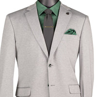 VINCI Men's Light Gray Textured Stretch 2 Button Regular Fit Blazer – NEW. Features super stretch textured weave fabric, center vent, built-in pocket square, and regular fit silhouette for all-day comfort and polished style. A versatile sport coat for business or casual wear. Available at Fashion House Inc. (FH Menswear, Style #BRK-4)