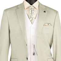 VINCI Men's Light Green Textured Stretch 2 Button Regular Fit Blazer – NEW. Features super stretch textured weave fabric, center vent, built-in pocket square, and regular fit silhouette for all-day comfort and polished style. A versatile sport coat for business or casual wear. Available at Fashion House Inc. (FH Menswear, Style #BRK-4)