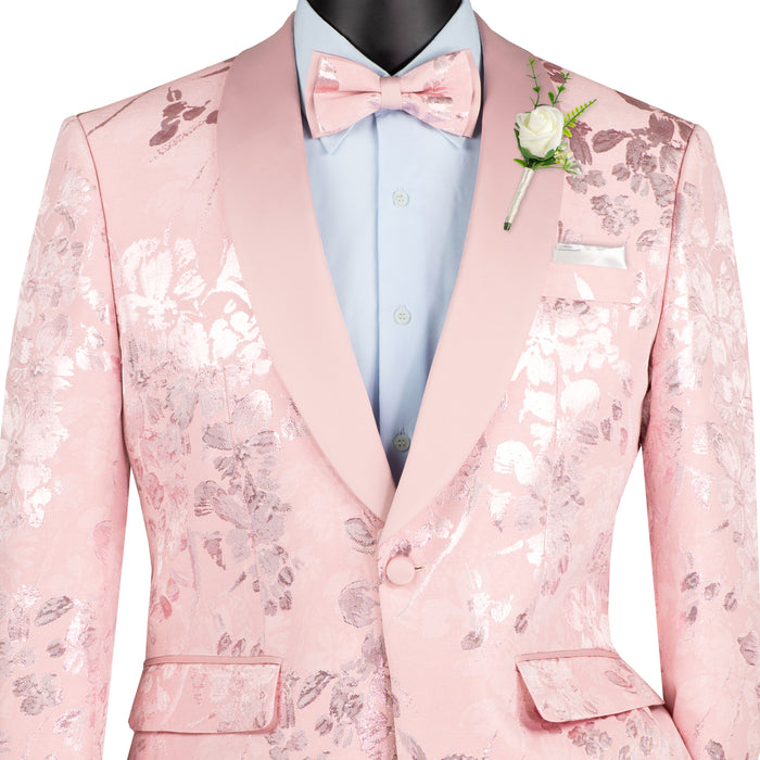 VINCI Men's Pink Floral Jacquard Slim-Fit Blazer w/ Bow Tie NEW FH | MENSWEAR VINCI Men's Pink Floral Jacquard Slim-Fit Blazer w/ Bow Tie NEW FH | MENSWEAR