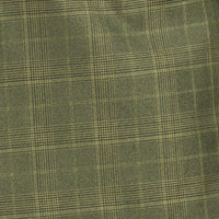 VINCI Men's Olive Green Sharkskin Glen Plaid Double Breasted Regular Fit Suit NEW. Features a sharp peak lapel, fully lined double breasted jacket, refined sharkskin Glen Plaid pattern, and flat front pants with a flexible comfort waistband and unfinished hems for custom tailoring. A classic men's suit for business, office, weddings, formal events, and evening wear. Available at Fashion House Inc. (FH Menswear, Style #DRW-7)