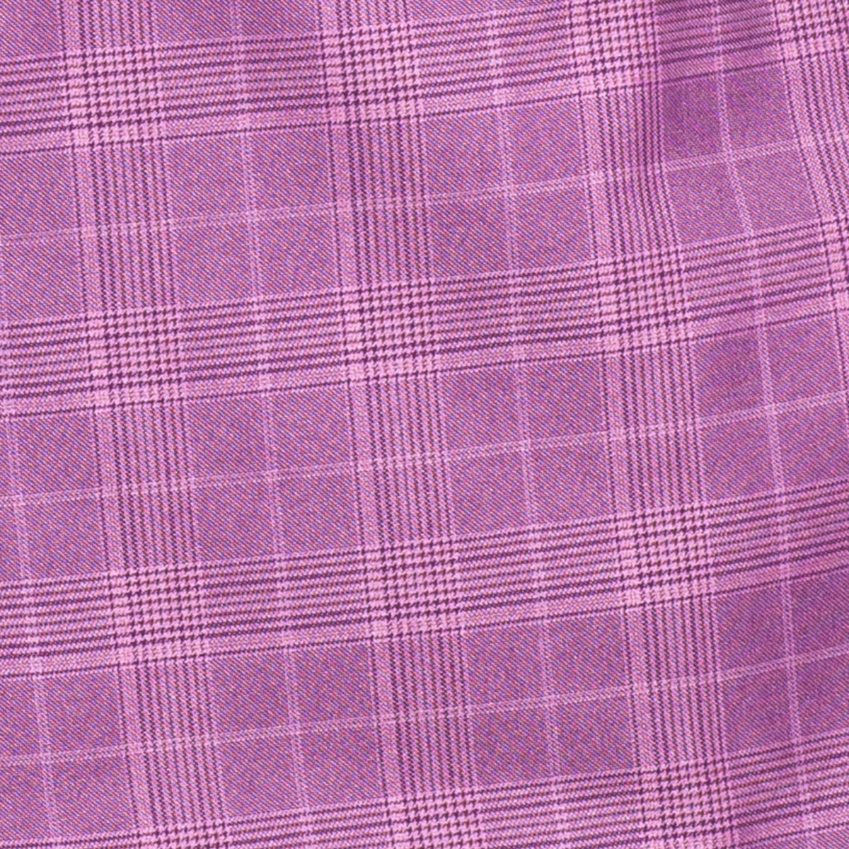 VINCI Men's Plum Sharkskin Glen Plaid Double Breasted Regular Fit Suit NEW. Features a sharp peak lapel, fully lined double breasted jacket, refined sharkskin Glen Plaid pattern, and flat front pants with a flexible comfort waistband and unfinished hems for custom tailoring. A classic men's suit for business, office, weddings, formal events, and evening wear. Available at Fashion House Inc. (FH Menswear, Style #DRW-7)