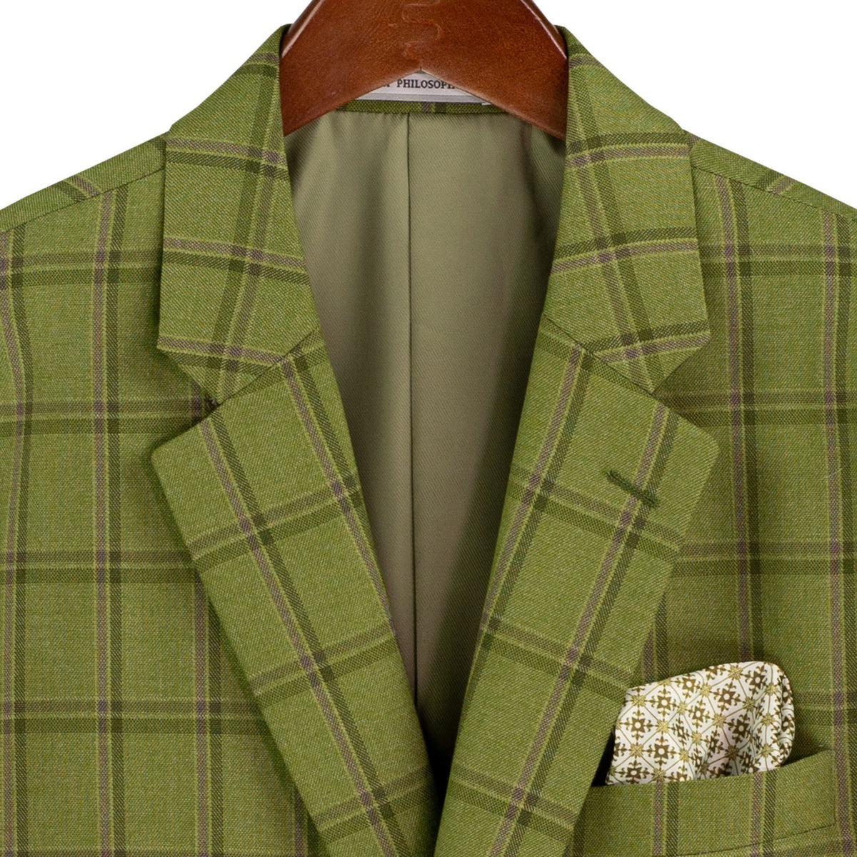 Windowpane 3-Piece Modern Fit Suit in Moss Green