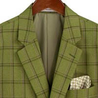 Windowpane 3-Piece Modern Fit Suit in Moss Green