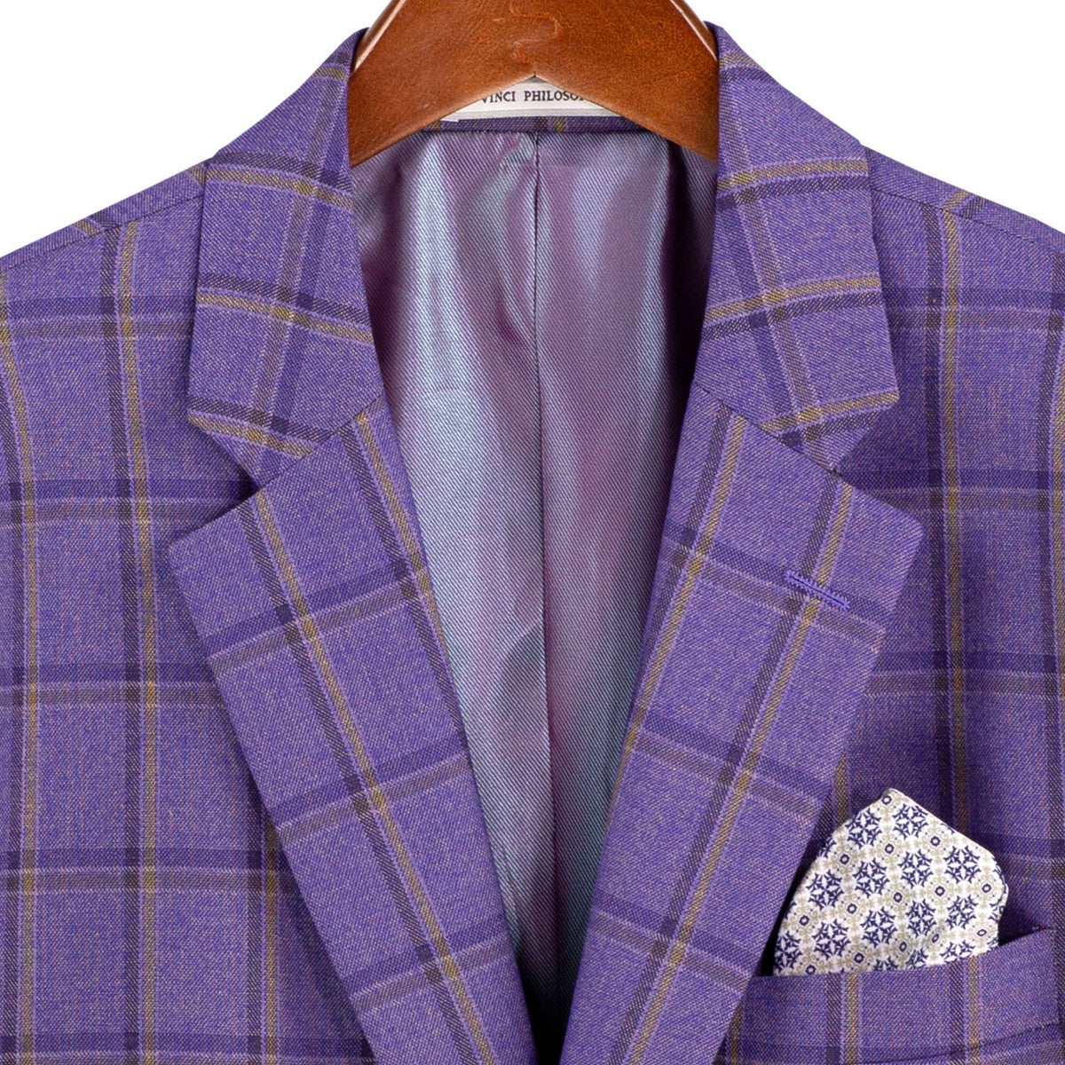 Windowpane 3-Piece Modern Fit Suit in Purple