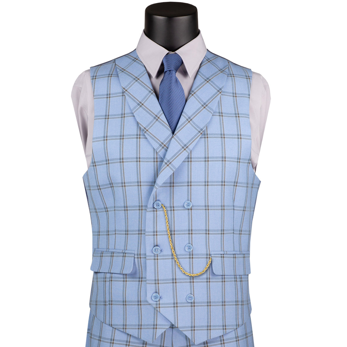 Windowpane 3-Piece Modern Fit Suit in Light Blue