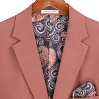 VINCI Men's Cider Brown Rust 3 Piece Super Stretch Modern Fit Suit with Adjustable Flexible Waistband – Machine Washable – NEW. Features a sleek notch lapel jacket, flat front pants, and flexible, washable fabric. Ideal for versatile, everyday elegance. Available at Fashion House Inc. (FH Menswear, Style #MV2K-3)