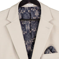 VINCI Men's Tan 3pc Super Stretch Modern Fit Suit with Adjustable Waist – Machine Washable – NEW. Features a sleek notch lapel jacket, flat-front pants, and flexible, washable fabric. Ideal for versatile, everyday elegance. Available at Fashion House Inc. (FH Menswear)
