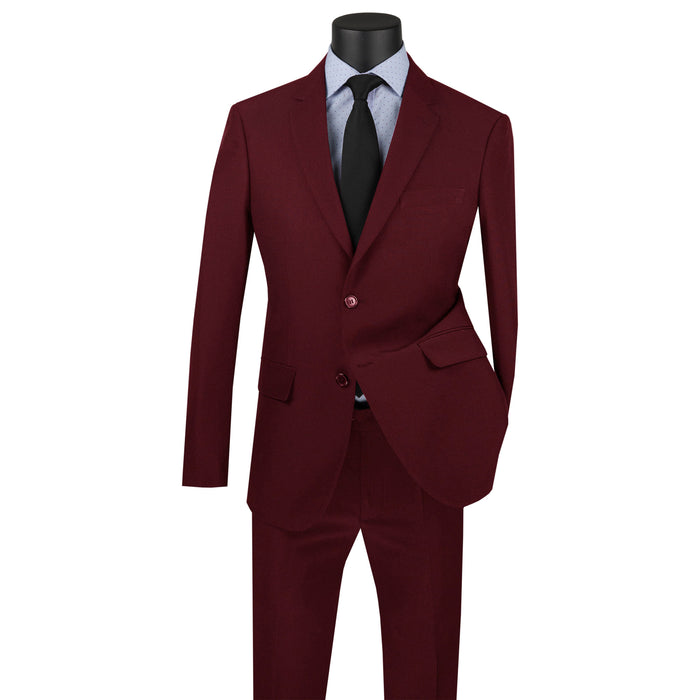LUCCI Men's Burgundy 2-Button Skinny-Fit Poplin Polyester Suit NEW FH | MENSWEAR LUCCI Men's Burgundy 2-Button Skinny-Fit Poplin Polyester Suit NEW FH | MENSWEAR