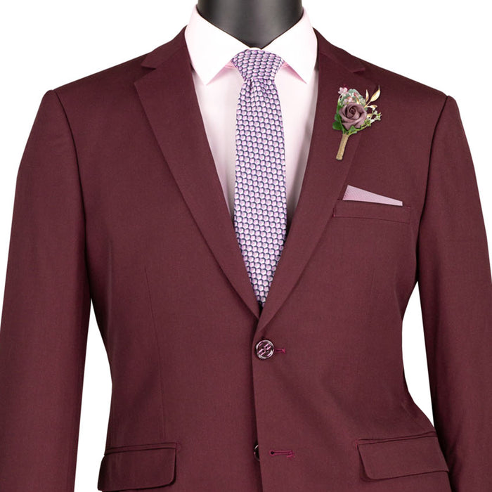 VINCI Men's Burgundy Stretch 2-Button Skinny-Fit Suit NEW FH | MENSWEAR VINCI Men's Burgundy Stretch 2-Button Skinny-Fit Suit NEW FH | MENSWEAR