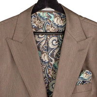 VINCI Men's Deep Taupe Sharkskin 3pc Classic Fit Suit with Adjustable Waist – NEW. Features a bold peak lapel, upscale lining, and flat-front pants with flexible waistband for custom tailoring. A timeless choice for work or formal events. Available at Fashion House Inc. (FH Menswear, Style #V2RK-5)