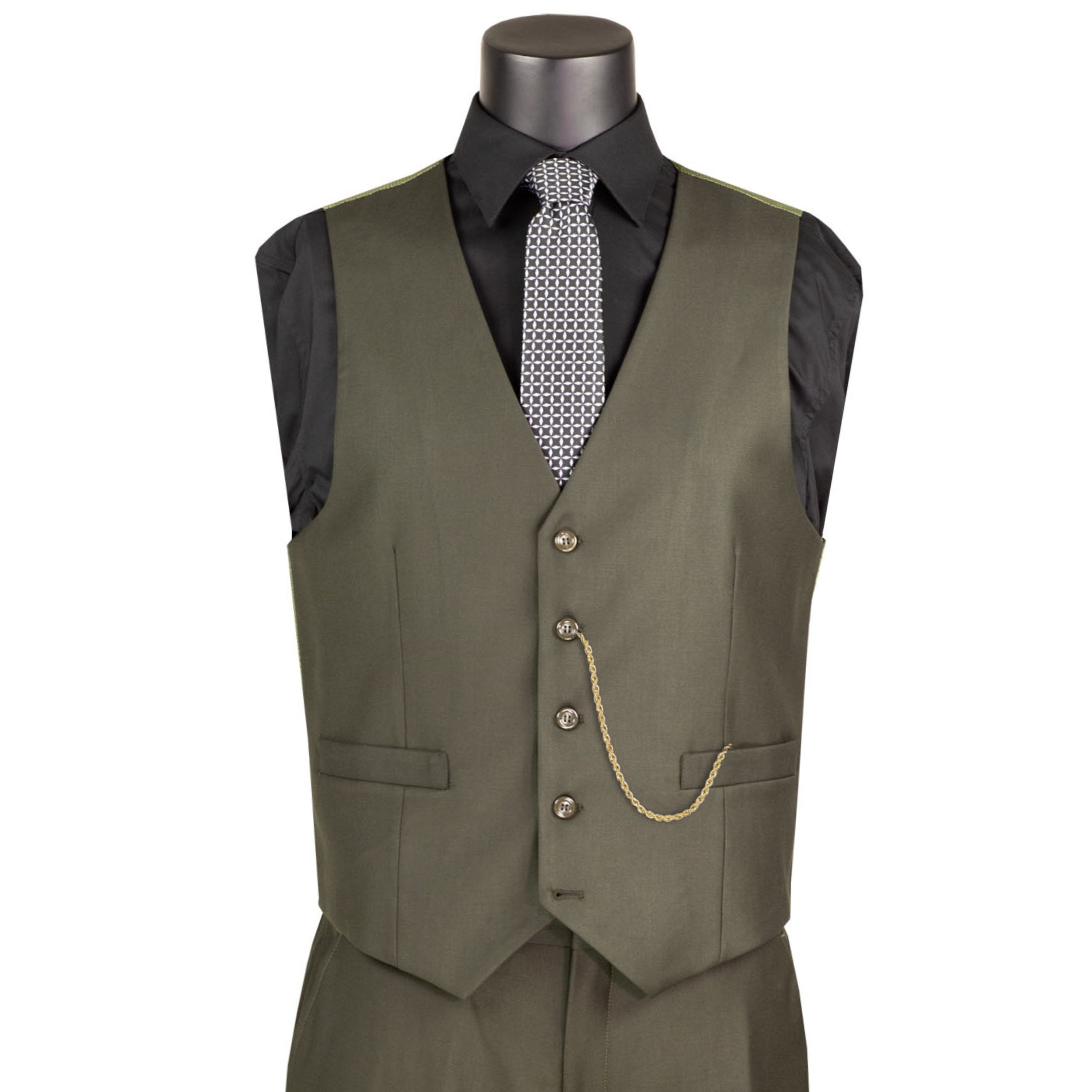 VINCI Men's Olive Green 3 Piece 2 Button Classic Fit Suit NEW – FH