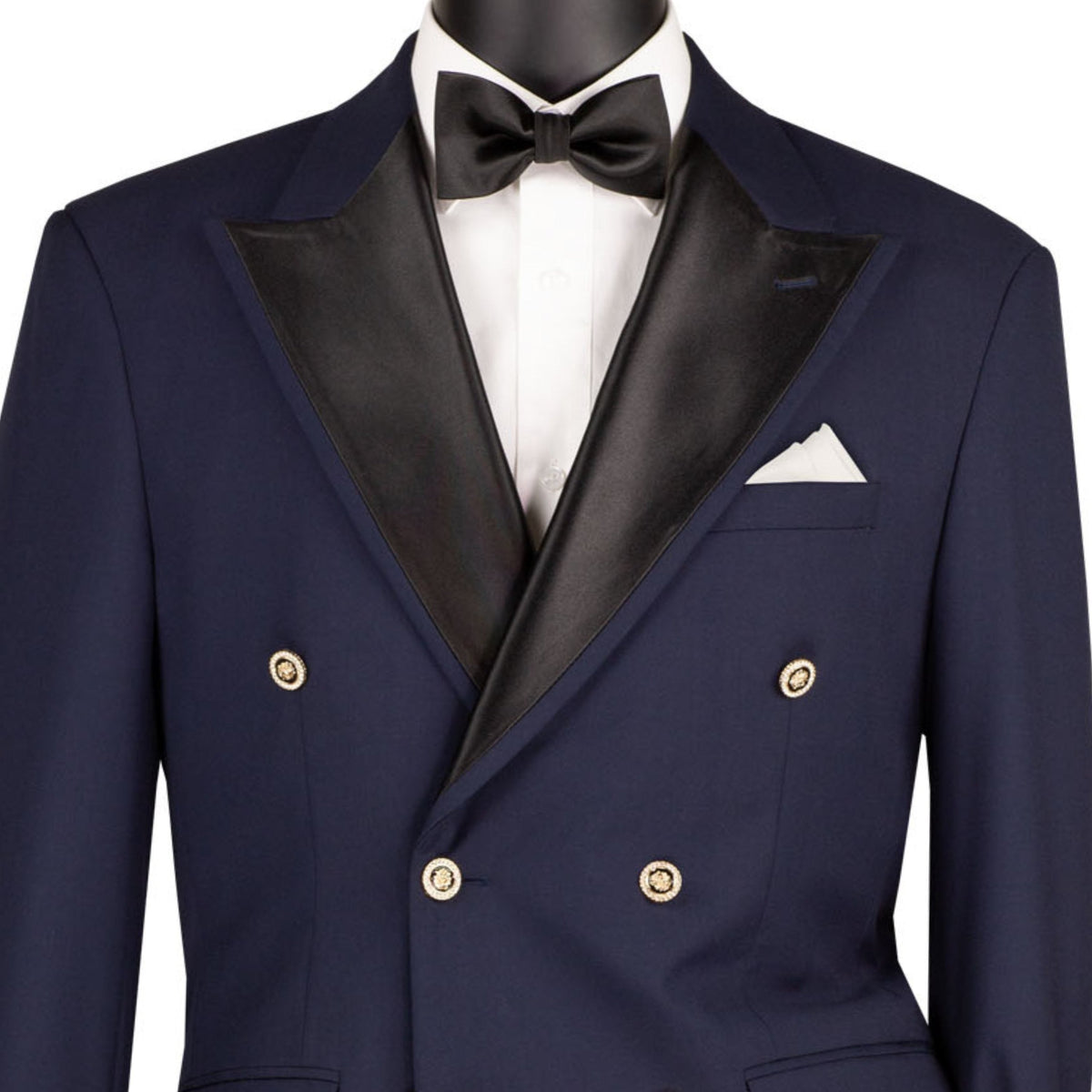 Double Breasted Modern Fit Tuxedo Dinner Jacket in Midnight Blue