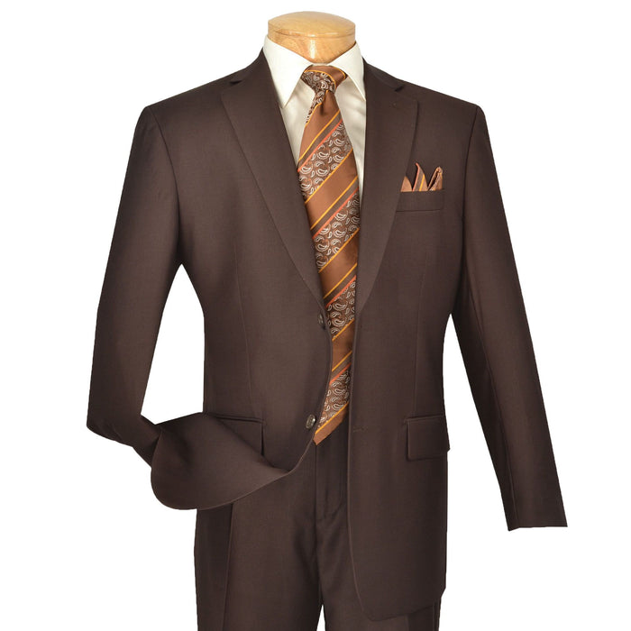 2-Button Classic-Fit Suit w/ Pleated Pants in Brown