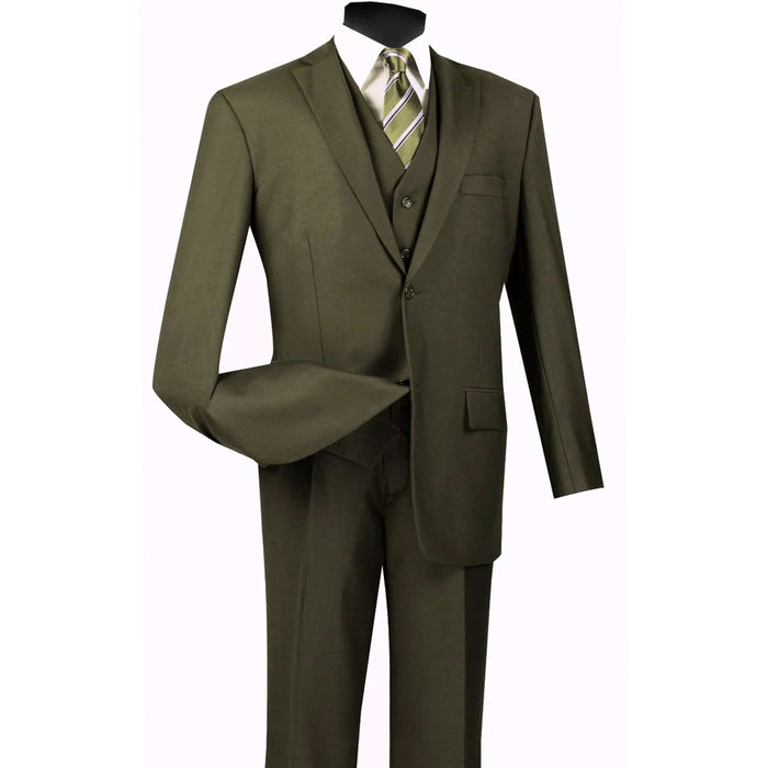 3-Piece 2-Button Classic-Fit Suit in Olive Green