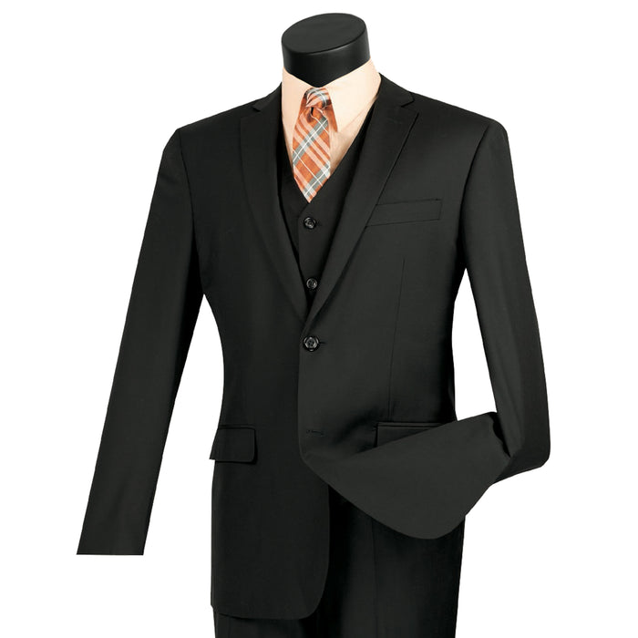 3-Piece 2-Button Slim-Fit Suit in Black