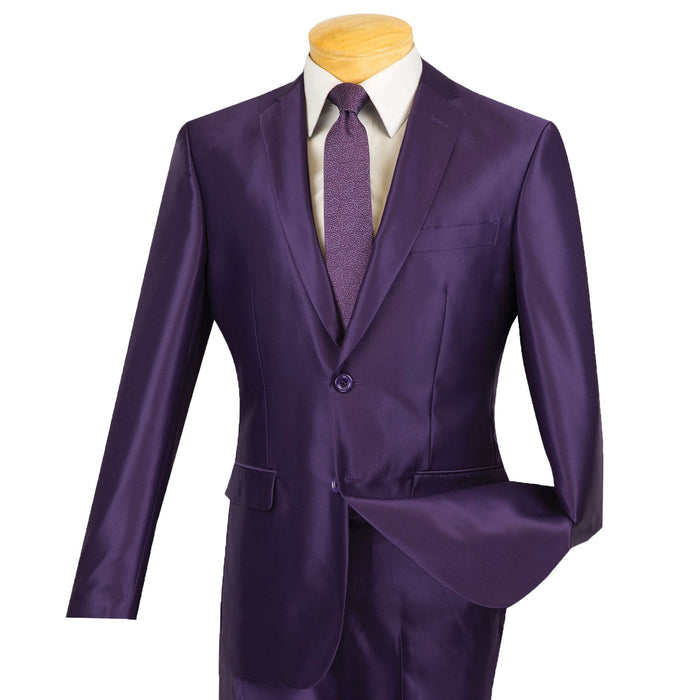 Sharkskin 2-Button Slim-Fit Suit in Purple