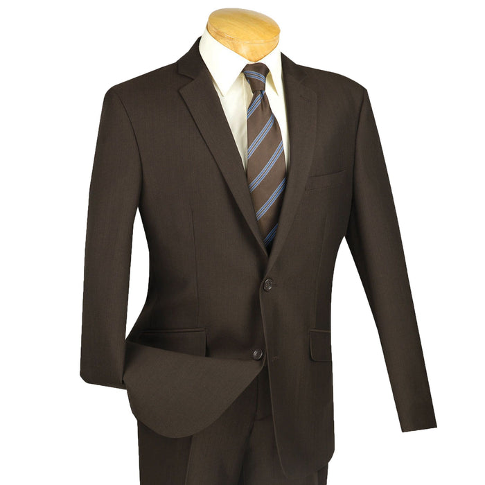 Textured Weave Stretch Slim-Fit Suit in Brown