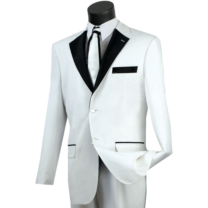 Classic-Fit Polyester Tuxedo w/ Contrast Trim in White