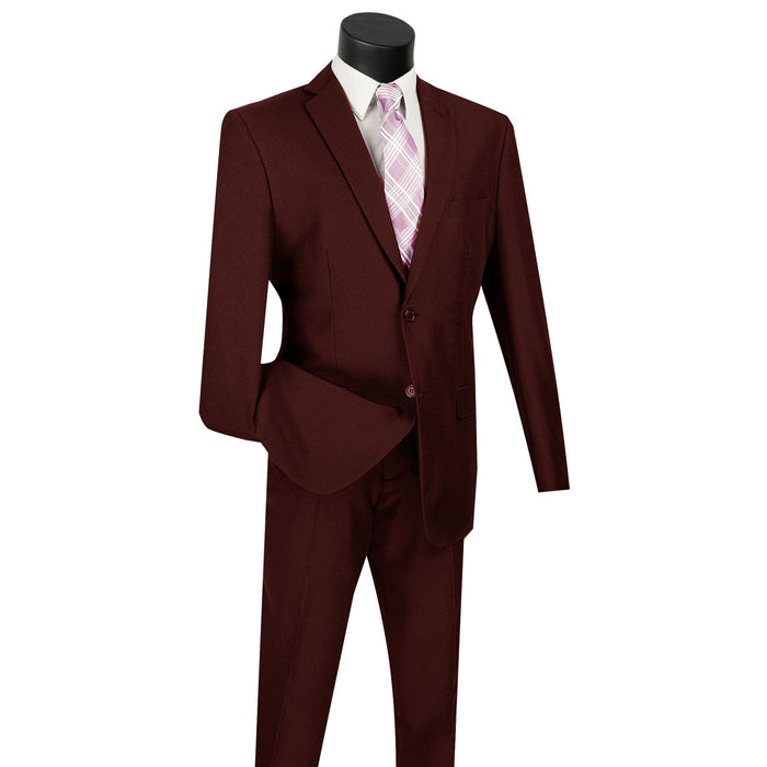 2-Button Classic-Fit Poplin Polyester Suit in Burgundy