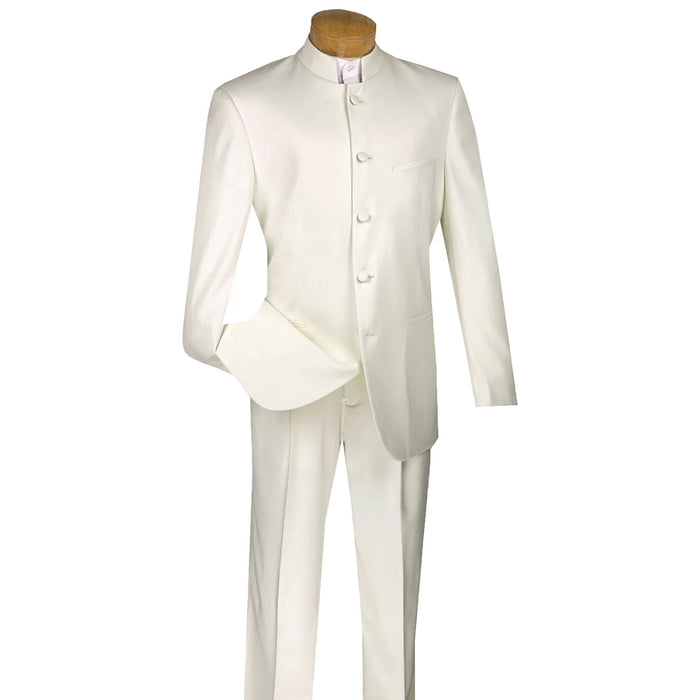 Banded Collar Classic-Fit Tuxedo Suit in Ivory