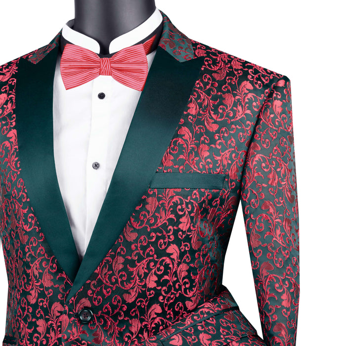 Paisley 2-Button Reg-Fit Tuxedo Jacket in Red