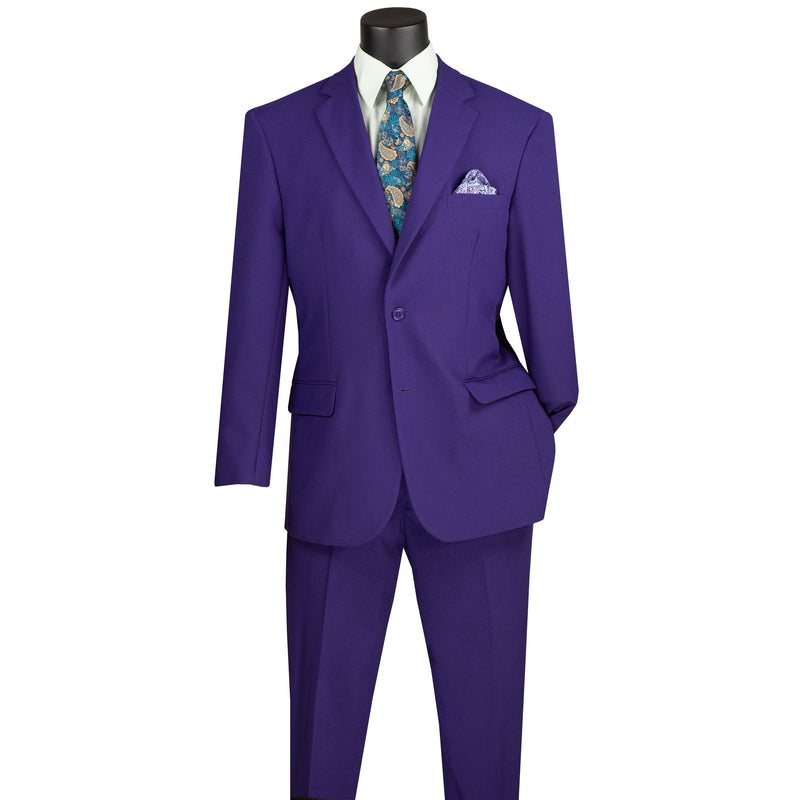 2-Button Classic-Fit Poplin Polyester Suit in Purple