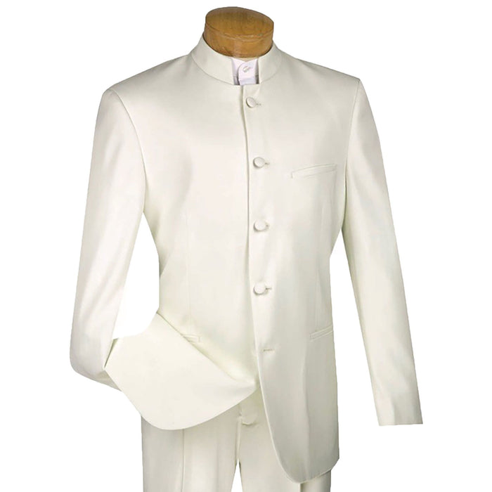 Banded Collar Classic-Fit Tuxedo Suit in Ivory