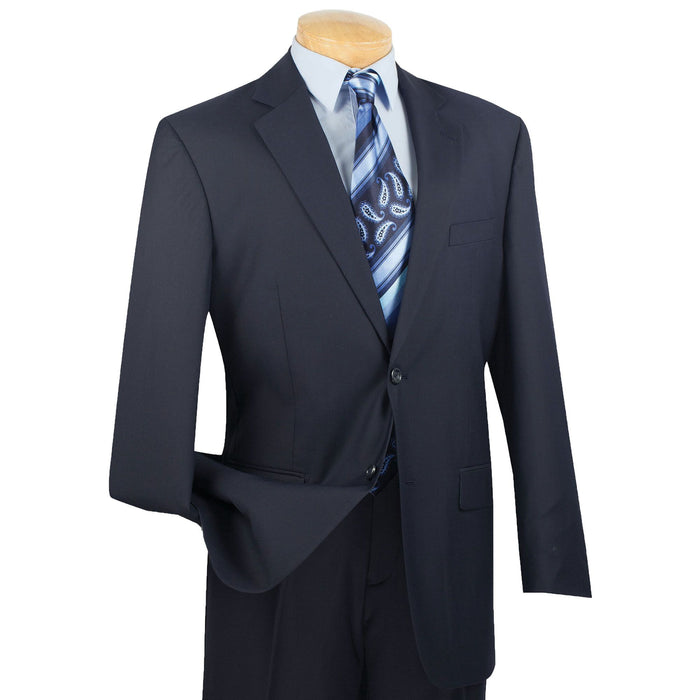 2-Button Classic-Fit Suit w/ Flat Front Pants in Navy Blue