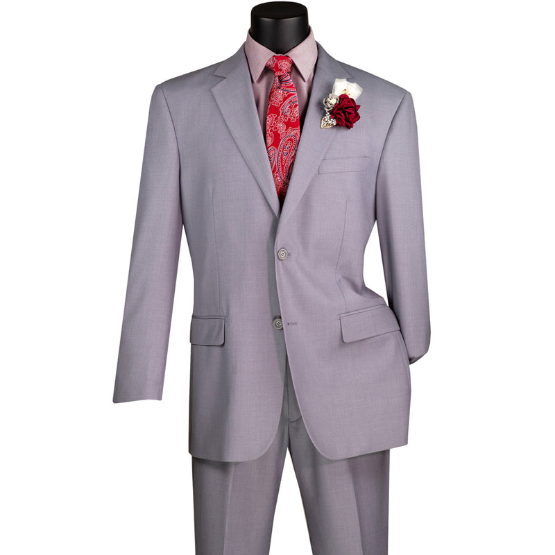 2-Button Classic-Fit Suit w/ Adjustable Waistband in Light Gray