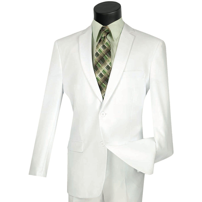 2-Button Slim-Fit Poplin Polyester Suit in White